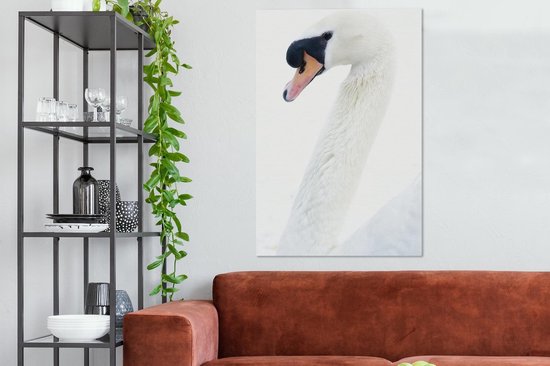 Tableau sur toile Cygne sur fond blanc - 80x120 cm - Décoration murale