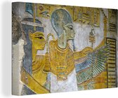 Canvas schilderij 140x90 cm - Wanddecoratie Beschildering in Egypte - Muurdecoratie woonkamer - Slaapkamer decoratie - Kamer accessoires - Schilderijen