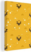 Motif enfant avec abeilles sur fond jaune 60x90 cm - Tirage photo sur toile (Décoration murale salon / chambre)
