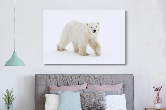 Tableaux sur Peintures Ours Polaire - Neige - Wit - 150x100 cm - Décoration murale