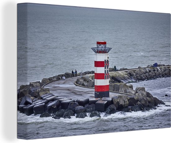 Phare du canal de la mer du Nord toile 2cm 60x40 cm - Tirage photo sur toile (Décoration murale salon / chambre)