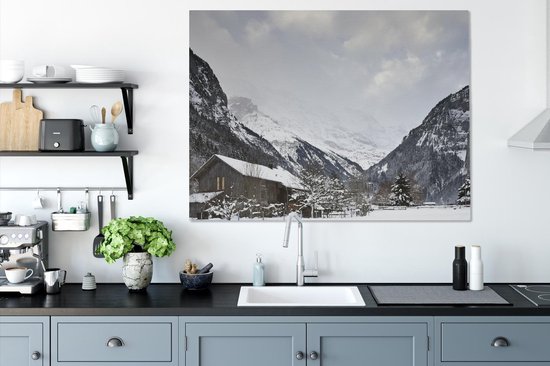 Peintures sur toile - Chalet en bois au Schilthorn en Suisse - 120x90 cm - Décoration murale