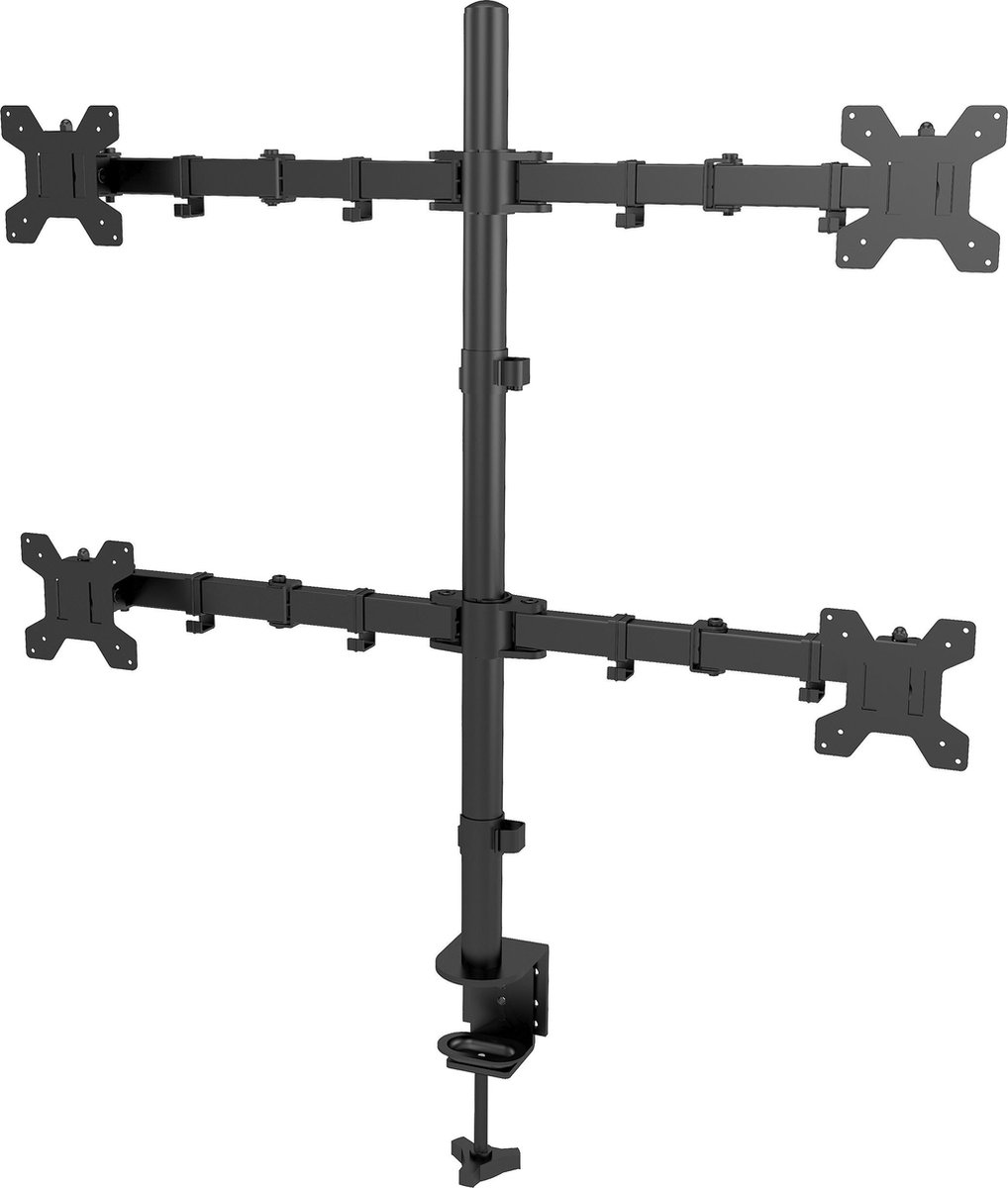 PALMAT® 4 Monitor Arm – Metalen Beeldscherm Beugel – Monitorarm - 4 Schermen - Kantelbaar, Draaibaar en Wendbaar – Thuiswerken – 8 Kg – 13 tot 27 inch - Zwart