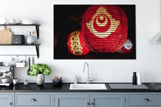 Lanternes japonaises en papier 140x90 cm - Tirage photo sur toile (Décoration murale salon / chambre)