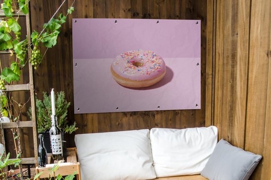 Affiche jardin - Toile jardin - Posters de jardin extérieur - Beignet rose avec grêle - 120x90 cm - Jardin