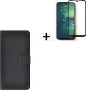 Hoesje Motorola Moto G20 - Full Screenprotector Motorola Moto G20 - Motorola Moto G20 Hoes Wallet Bookcase Zwart + Full Tempered Glass