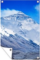 Muurdecoratie Mount Everest in Nepal met wolken - 120x180 cm - Tuinposter - Tuindoek - Buitenposter