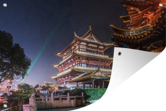 Tuindecoratie Drum Toren in Changsha verlicht in China - 60x40 cm - Tuinposter - Tuindoek - Buitenposter