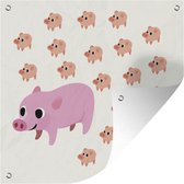 Tuinposters Een illustratie van een varken met negentien biggetjes - 50x50 cm - Tuindoek - Buitenposter