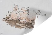 Tuindecoratie Een illustratie van een biggetje in de modder - 60x40 cm - Tuinposter - Tuindoek - Buitenposter