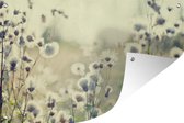 Muurdecoratie Bloemen - Veld - Wit - 180x120 cm - Tuinposter - Tuindoek - Buitenposter