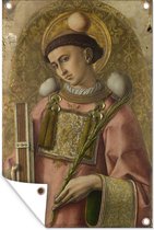 Muurdecoratie Sint Stefanus - Schilderij van Carlo Crivelli - 120x180 cm - Tuinposter - Tuindoek - Buitenposter