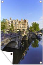 Tuinposters buiten Een brug bij de Brouwersgracht in Amsterdam in Nederland - 60x90 cm - Tuindoek - Buitenposter