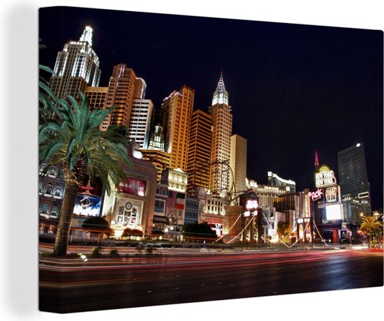 Canvas Schilderij Strip - Las Vegas - Straat - 60x40 cm - Wanddecoratie