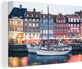 Canvas Schilderij Kopenhagen - Denemarken - Haven - 180x120 cm - Wanddecoratie XXL