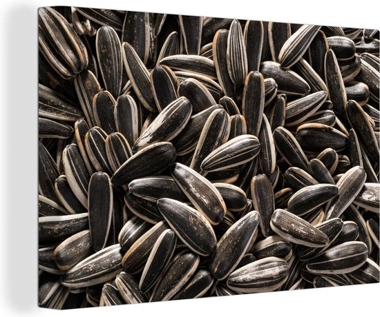 Gros plan photo de graines de tournesol noir Toile 60x40 cm - Tirage photo sur toile (Décoration murale salon / chambre)
