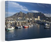Canvas Schilderij De prachtige haven van Kaapstad en de Tafelberg op de achtergrond - 120x80 cm - Wanddecoratie