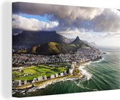 Canvas Schilderij Uitgestrekt uitzicht op Kaapstad en de Tafelberg - 90x60 cm - Wanddecoratie
