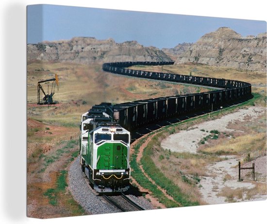 Une longue locomotive à vapeur aux Etats-Unis Toile 180x120 cm - Tirage photo sur Toile (Décoration murale salon / chambre) XXL / Groot format!