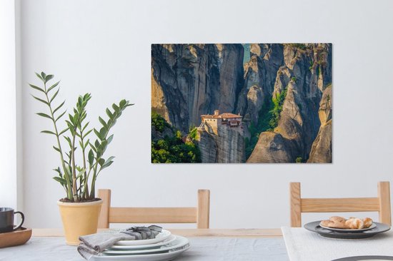 Les monastères des Météores au milieu des montagnes de Grèce Toile 60x40 cm - Tirage photo sur toile (Décoration murale salon / chambre)