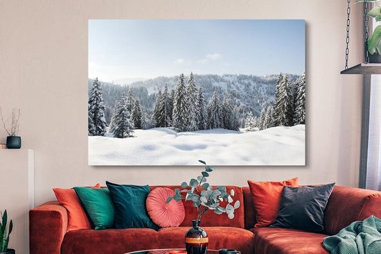 Tableau sur toile Paysage d'hiver enneigé par temps clair - 150x100 cm - Décoration murale