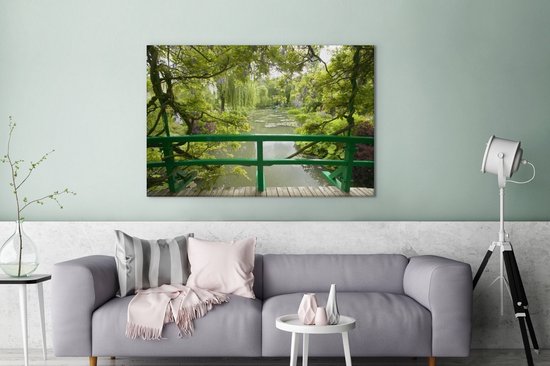 Vue sur l'eau du pont japonais dans le jardin de Monet à la française Giverny Toile 120x80 cm - Tirage photo sur toile (Décoration murale salon / chambre)