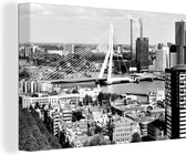 Canvas Schilderij Rotterdam - Skyline - Zwart - Wit - 30x20 cm - Wanddecoratie