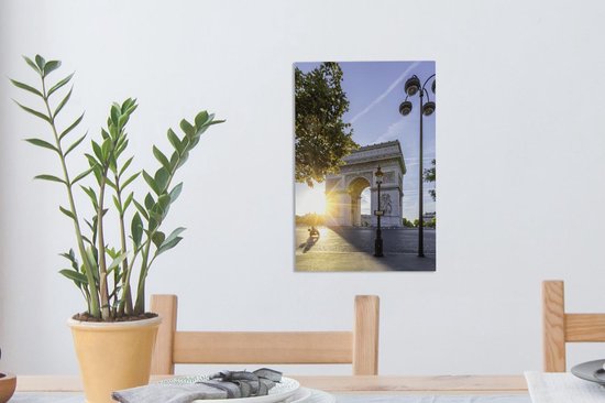 L'Arc de Triomphe à Paris au lever du soleil avec un ciel bleu clair Toile 20x30 cm - petit - Tirage photo sur toile (Décoration murale salon / chambre)