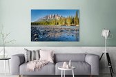 Canvas schilderij 180x120 cm - Wanddecoratie Nationaal park Banff op een zonnige dag in Noord-Amerika - Muurdecoratie woonkamer - Slaapkamer decoratie - Kamer accessoires - Schilderijen