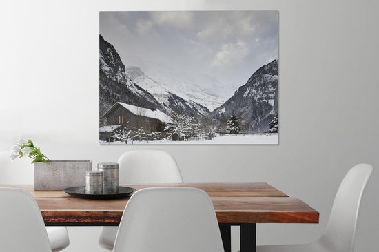 Chalet en bois au Schilthorn en Suisse Toile 80x60 cm - Tirage photo sur toile (Décoration murale salon / chambre)