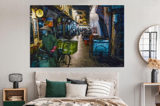 Le vieux quartier de Hanoi Vietnam Toile 180x120 cm - Tirage photo sur toile (Décoration murale salon / chambre) XXL / Groot format!