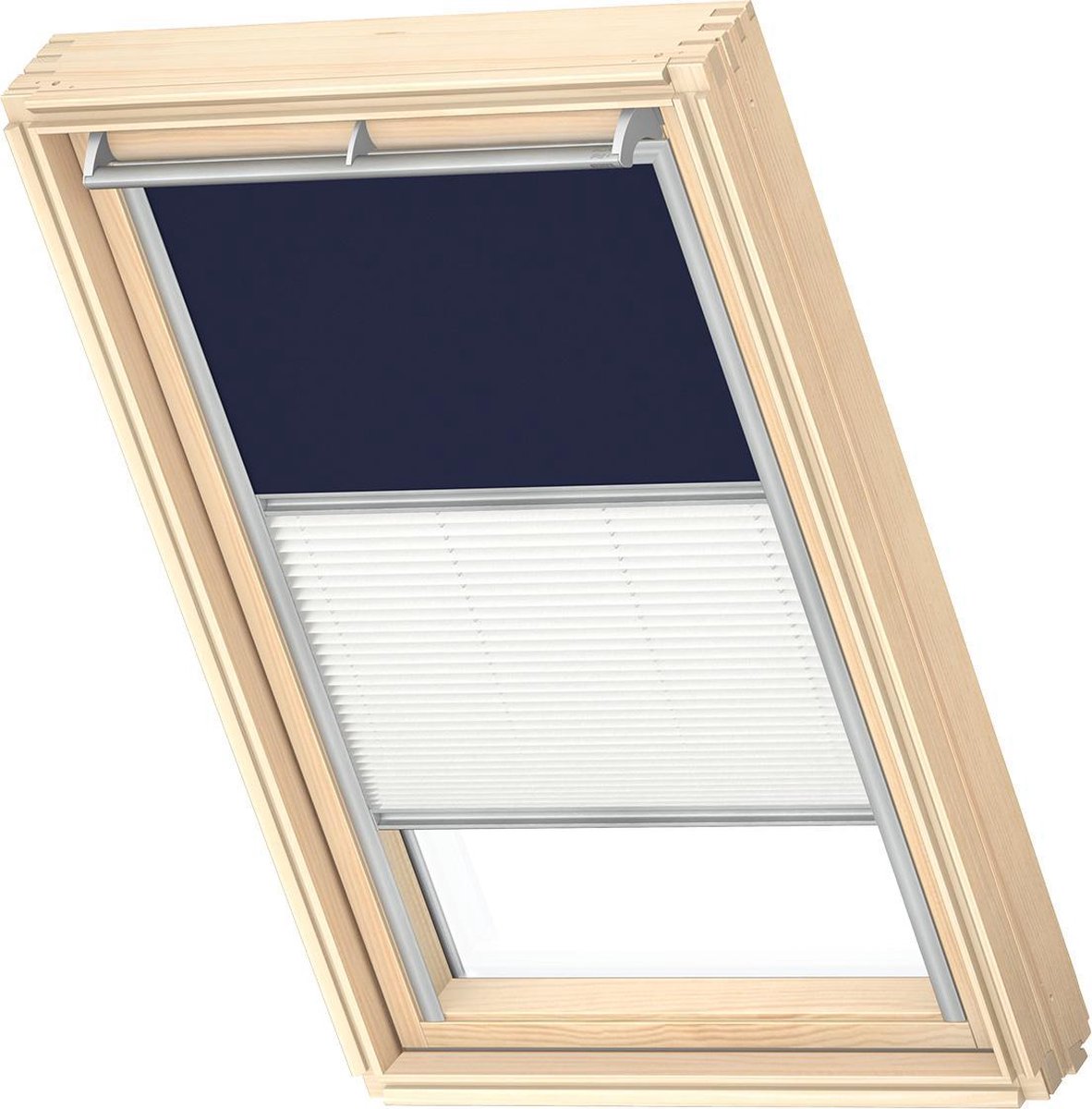 VELUX Origineel Verduisterend Rolgordijn Plus Plissé (DFD), Zilveren Kozijn, CK02, Donkerblauw