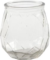 Glazen kandelaar. H: 10.5 cm. d: 9.5 cm. gatgrootte 7.3 cm - 6 st