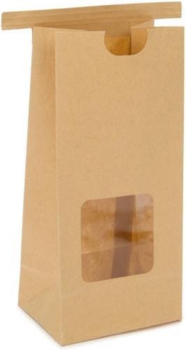 Goedkoopste Blokbodemzakken Tin Tie Sluiting Bruin 86x64x197mm - 100 st