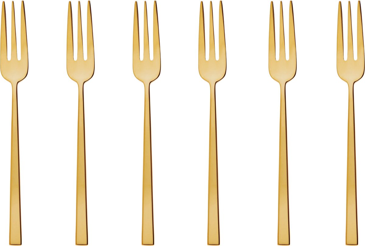 Goedkoopste Sambonet Gebaksvorkjes Rock Goud 6 Stuks