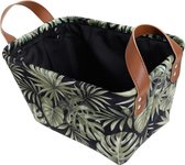 Opbergmand - Jungle blad - Suede - Groen - 30x20x16 cm