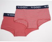 Woody boxer meisjes - streep - rood - duopack - 212-1-SHD-Z/069 - maat 176