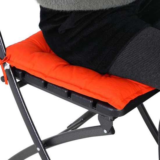 DETEX® Set van 4 Stoelkussens 44x44x5cm Bevestigingsbanden Visco-effect Indoor Outdoor Zitkussen Kussen Tuinkussen Crème