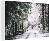 Canvas Schilderij Sneeuw - Bomen - Oostenrijk - 30x20 cm - Wanddecoratie