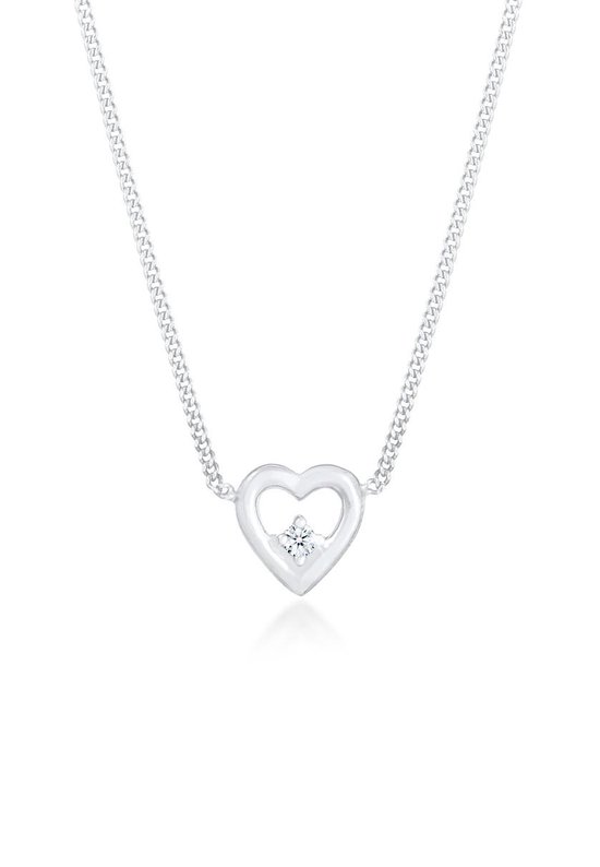 Elli PREMIUM Dames Halsketting Dameshart hanger liefde met diamanten (0,03 ct.) in 925 Sterling Zilver