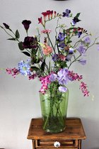 Zijden Boeket - Fris voorjaar,  70 cm hoog - 8 stelen - Kunstbloemen
