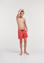 Woody zwemshort jongens - rood - zeemeeuw all-over print - 211-2-QWW-W/981 - maat 12A