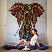 Sankalpa® olifant wandkleed biologisch katoen - olifant wanddecoratie - tafellaken - picknickkleed - bedsprei - 225 x 200 cm