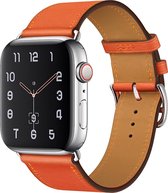 Bandje geschikt voor Apple Watch 42/44MM - Maat L - Horlogebandje - Polsband - Kunstleer - Oranje