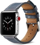 Apple Watch 38/40MM Leren Bandje - Leer - Horloge Bandje - Polsband - Kunstleer - Apple Watch 1 / 2 / 3 / 4 / 5 / 6 / SE - Blauw