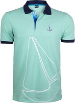 Anemoss Marine Turquoise T-shirt met polokraag voor heren - 100% Katoen - Anti Krimp - Maat L