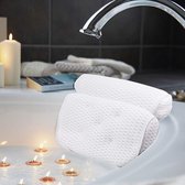 Luxe 4D Mesh Badkussen voor hoofd/nek/schouder en rug met  7 Zuignappen | Hoofdsteun voor in bad en jacuzzi | Nekkussen | Badkameraccessoires |Bad-Doucheaccessoires | Wit