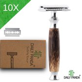 Daily Panda ® - Razor de Safety Argent- +10X lames de rasoir supplémentaires - hommes et femmes - zéro déchet