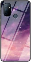 Voor OnePlus Nord N100 Sterrenhemel Geschilderd Gehard Glas TPU Schokbestendig Beschermhoes (Dream Sky)