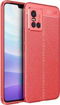 Voor vivo S10 Litchi-textuur TPU-schokbestendig hoesje (rood)